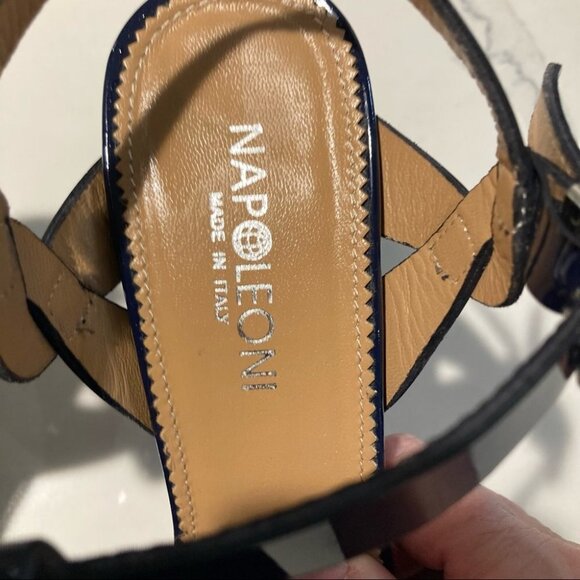 NAPOLEONI Sz 39 Leather Chunky Heel Platform Sandals Made in Italy NWOT - Picture 2 of 14